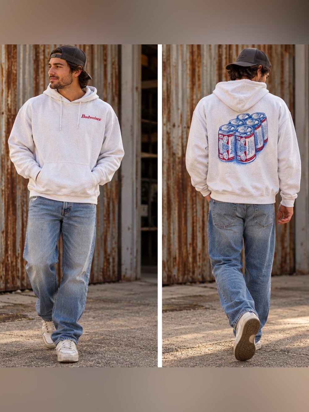 Budweiser Brew City Six Pack Back Graphic Hoodie Men’s Medium